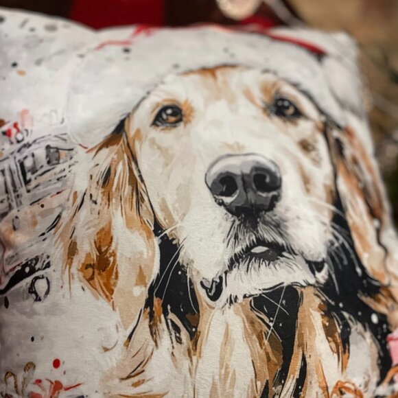 Retro Look Santa Labrador Pillow!  18"x18"  NWT - Picture 2 of 7